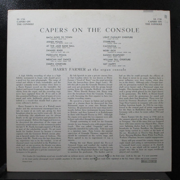Harry Farmer - Capers On The Console VG+ Mono LP London LL 1726 UK - Shuga Records