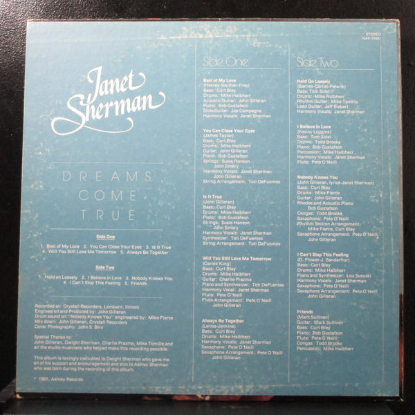 Janet Sherman - Dreams Come True VG+ LP Ashley Records NAP-10981 private - Shuga Records