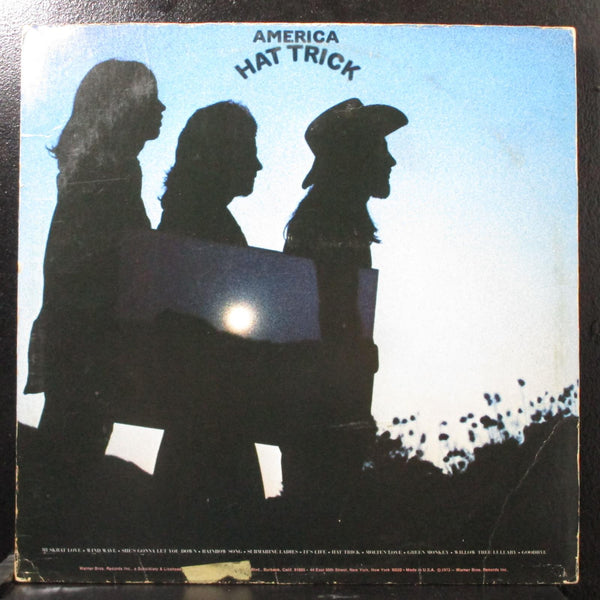 America - Hat Trick VG Promo LP Warner Bros. BS 2728 USA 1973 - Shuga Records