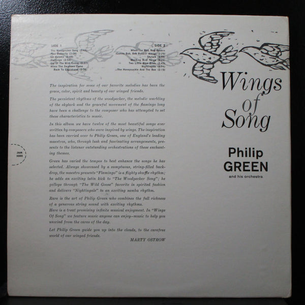 Philip Green - Wings Of Song VG+ Mono LP Jaro International JAM 5002 USA 1959 - Shuga Records