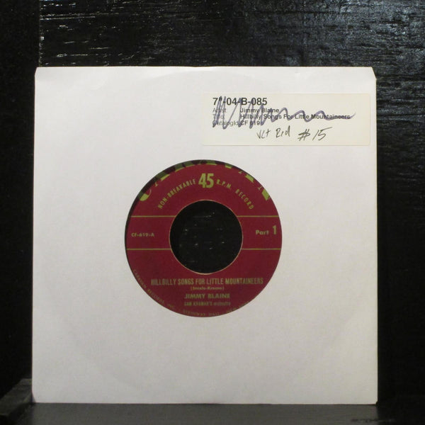Jimmy BlaineHillbilly Songs For Little Mountaineers VG+ 7" Red Vinyl 45 C-19 - Shuga Records