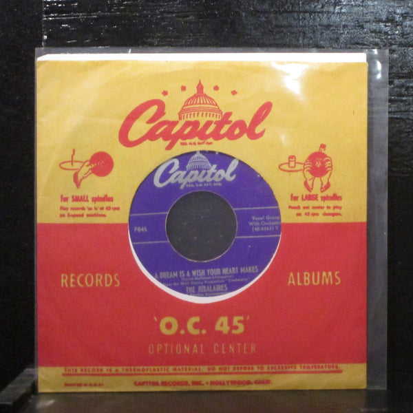 The Jubalaires  A Dream Is A Wish Your Heart Makes VG+ 7" Vinyl 45 Capitol F845 - Shuga Records