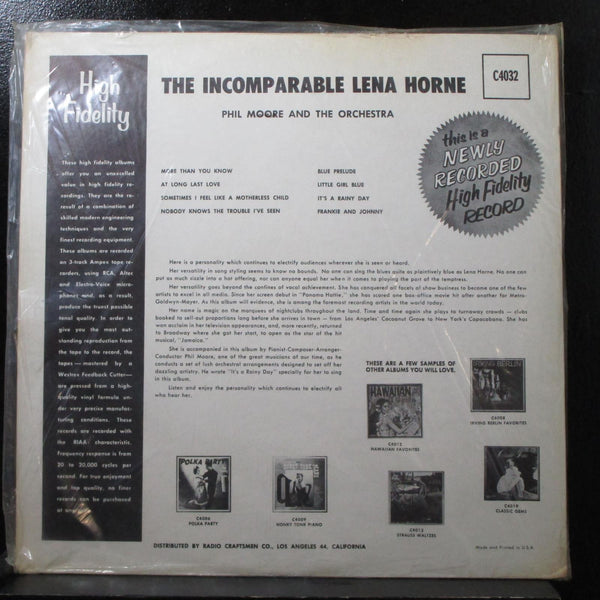 The Incomparable Lena Horne sealed Mono LP Golden Tone C 4032 USA 1963 - Shuga Records