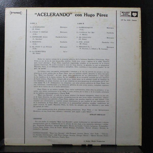 Hugo Perez - Accelerando VG+ LP Vinyl Record Mary Lou Records ML 1010 USA - Shuga Records