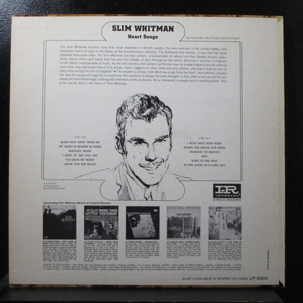 Slim Whitman - Heart Songs Mint- Mono LP Imperial LP 9209 USA rare cover - Shuga Records
