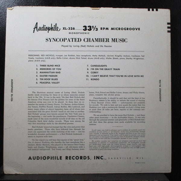 Red Nichols - Syncopated Chamber Music VG+ black Mono LP rare cover XL-326 - Shuga Records
