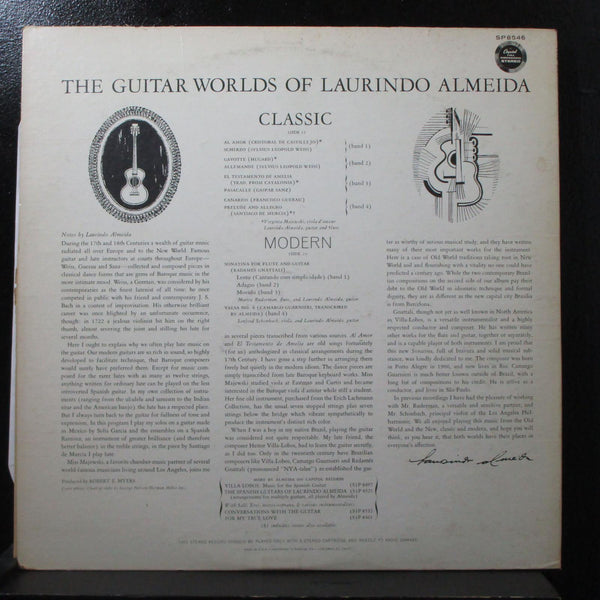 The Guitar Worlds of Laurindo Almeida VG+ 1st LP Capitol SP 8546 USA 1962 - Shuga Records
