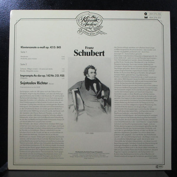 Richter - Schubert: Klaviersonate A-Moll Op. 42 Mint- LP 204 374-250 Germany - Shuga Records