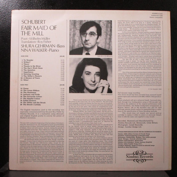 Gehrman - Schubert: Fair Maid of the Mill Mint- LP NIMBUS 2135 UK 1982 - Shuga Records