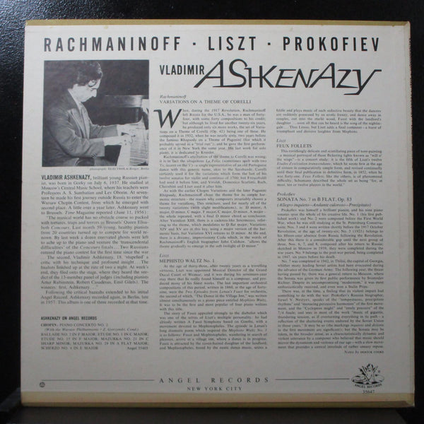 Vladimir Ashkenazy Plays Rachmaninoff Liszt Prokofiev Mint- Mono LP ANG 35647 UK - Shuga Records