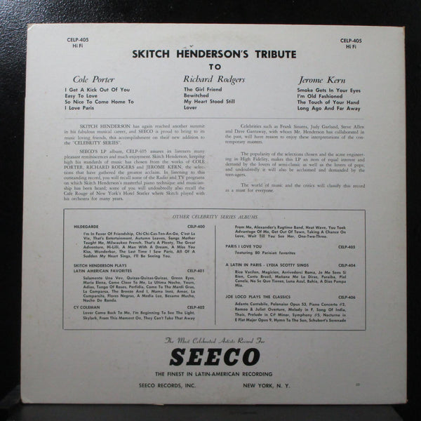 Skitch Henderson - Tribute To Porter, Rodgers, Kern VG+ Mono LP Seeco CELP 405 - Shuga Records