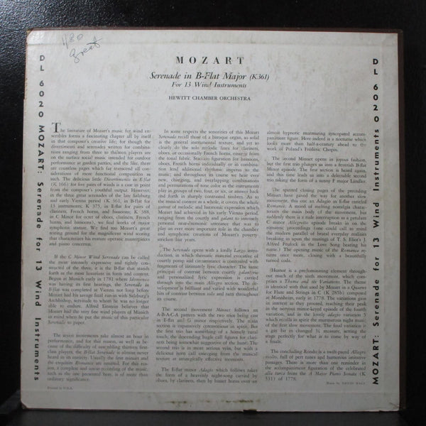 Hewitt Chamber Orchestra - Mozart: Serenade in B Flat Major VG+ LP VOX DL 6020 - Shuga Records