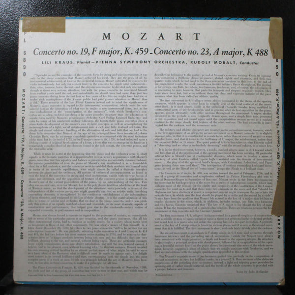 Kraus - Mozart Piano Concertos VG+ Mono 1st LP VOX PL 6890 USA 1952 - Shuga Records