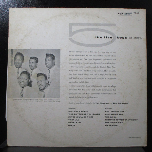The Five Keys - On Stage! VG+ Mono LP Capitol T828 USA 1957 - Shuga Records