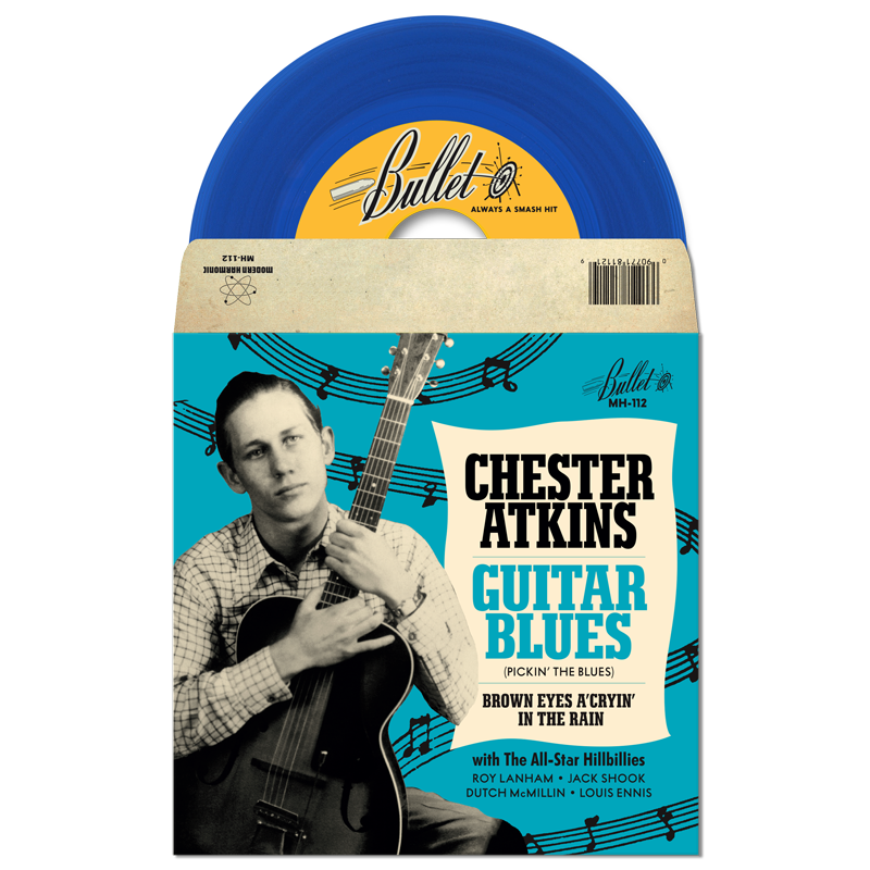 Chet Atkins - Guitar Blues / Brown Eyes A Cryin' In The Rain - New 7" Vinyl 2017 Modern Harmonic Record Store Day Black Friday Pressing on Blue Vinyl - Country