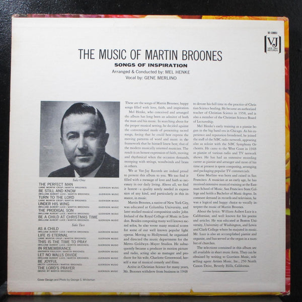 Gene Merlino - Inspirational Songs Of Martin Broones VG+ LP VJS-10001 USA 1965 - Shuga Records
