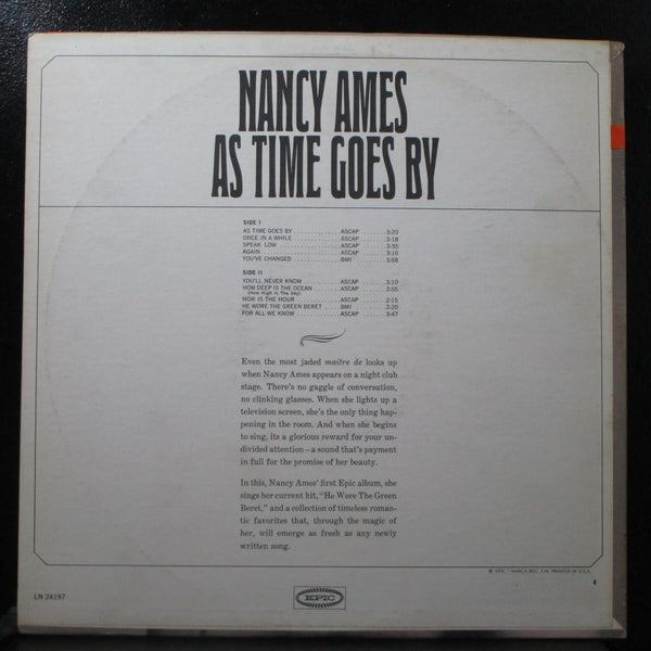 Nancy Ames - As Time Goes By Mint- Mono LP Epic LN 24197 USA 1965 - Shuga Records