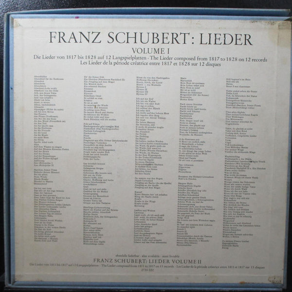Fischer-Dieskau - Schubert: Lieder, Volume 1 VG+ 12 LP box set 2720 006 Germany - Shuga Records