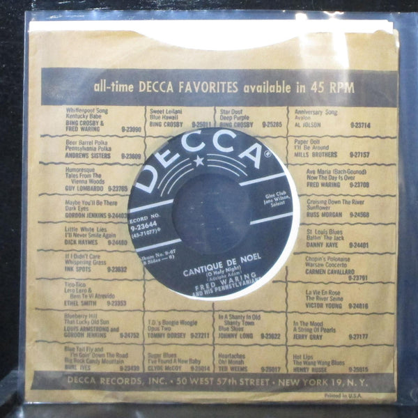 Fred Waring - Adeste Fideles / Cantique De Noel 7" VG+ Decca 9-23644 USA 1950 - Shuga Records