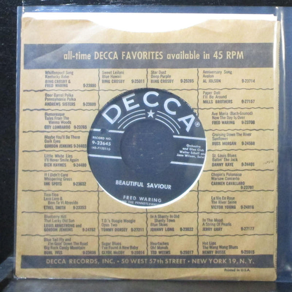 Fred Waring - The First Nowell / Beautiful Savior 7" Mint- Decca 9-23645 USA - Shuga Records