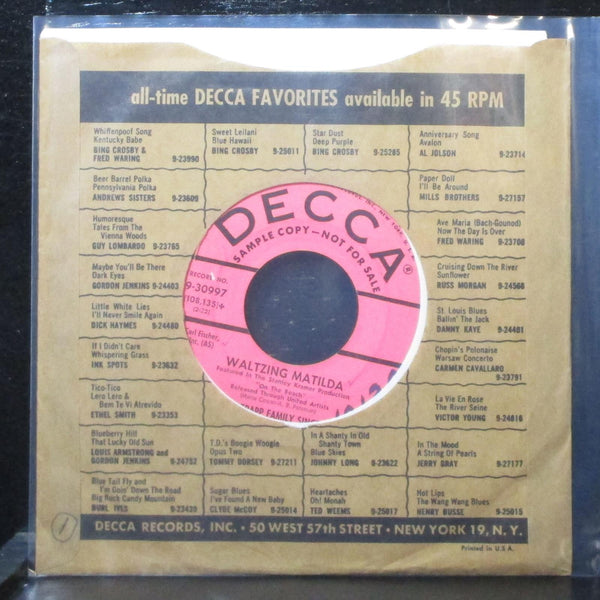 Trapp Family Singers - Carol Of The Drum 7" VG+ Promo Decca 9-30997 USA 1959 - Shuga Records