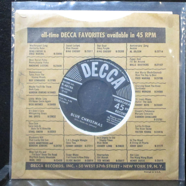 Ernest Tubb - White Christmas / Blue Christmas 7" VG+ Decca 9-46186 USA - Shuga Records