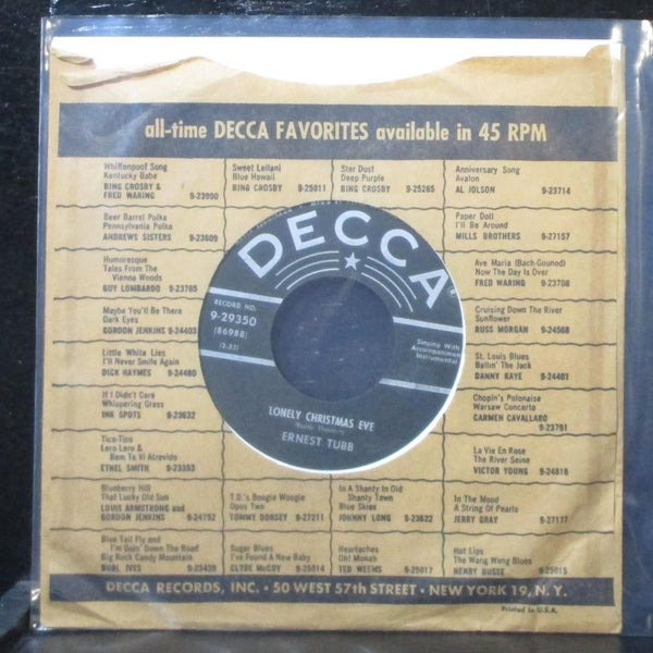 Ernest Tubb - I'll Be Walkin' The Floor This Christmas 7" VG Decca 9-29350 USA - Shuga Records