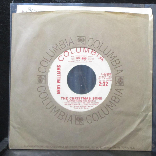 Andy Williams - White Christmas / The Christmas Song 7" VG+ Promo 4-42894 USA - Shuga Records