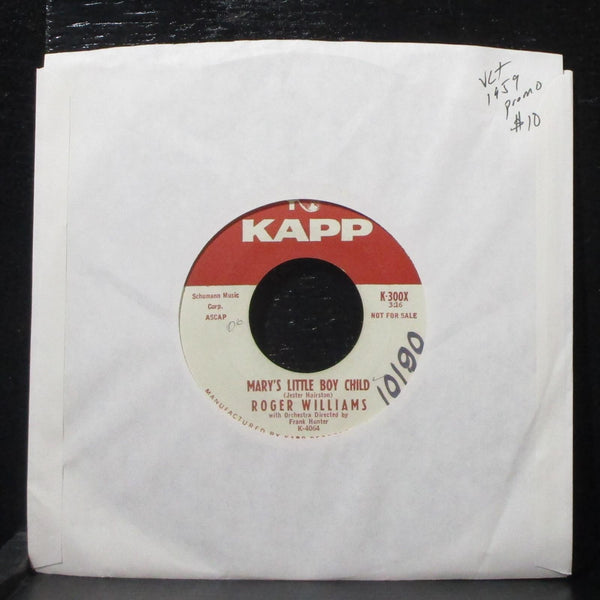 Roger Williams - Winter Wonderland / Mary's Little Boy Child 7" VG+ Promo Kapp - Shuga Records