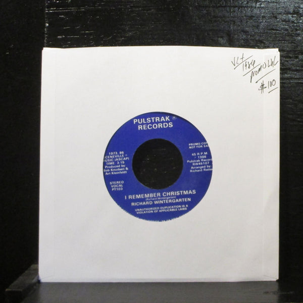 Richard Wintergarten - I Remember Christmas VG+ Promo 7" Vinyl 45 PT103 1989 - Shuga Records
