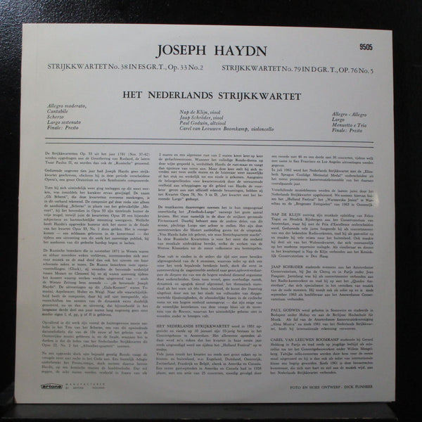 Het Nederlands Strijkkwartet - Haydn: Strijkkwartet No. 38 / 79 LP VG+ 9505 - Shuga Records