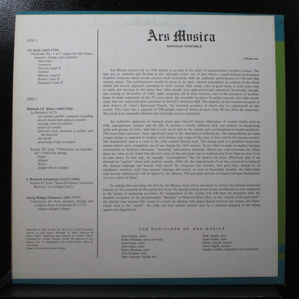 Ars Musica - Baroque Ensemble (1972-1973) LP VG+ private pressing 1973 - Shuga Records