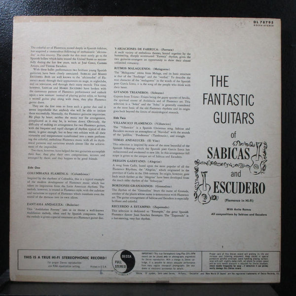 The Fantastic Guitars of Sabicas & Escudero LP Mint- 1st Decca DL 78795 USA - Shuga Records