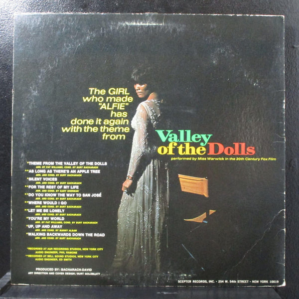 Dionne Warwick - Valley Of The Dolls LP VG+ Scepter Records SPS 568 USA 1968 - Shuga Records