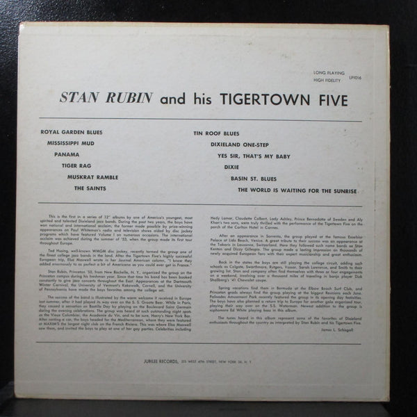 Stan Rubin & His Tigertown Five LP VG+ Mono Jubilee LP-1016 USA 1956 orange - Shuga Records