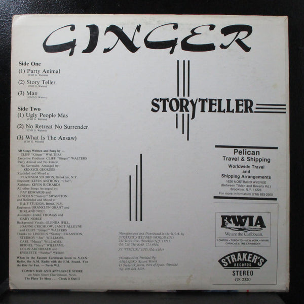 Cliff (Ginger) Walters - The Story Teller LP Mint- Straker's GS 2320 USA - Shuga Records