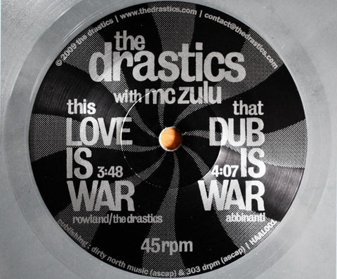 The Drastics With MC Zulu ‎– This Love Is War - New 7" Vinyl - 2017 Happy As A Lark (Chicago, IL) Limited Edition Pressing on 'Marble Grey' Vinyl - Reggae / Dancehall