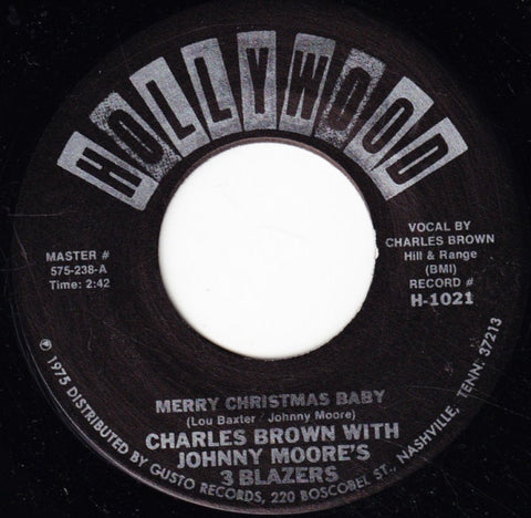 Charles Brown with Johnny Moore's 3 Blazers / Lloyd Glenn ‎– Merry Christmas Baby / Sleigh Ride VG+ 7" Single 45 rpm 1975 Hollywood USA - Piano Blues