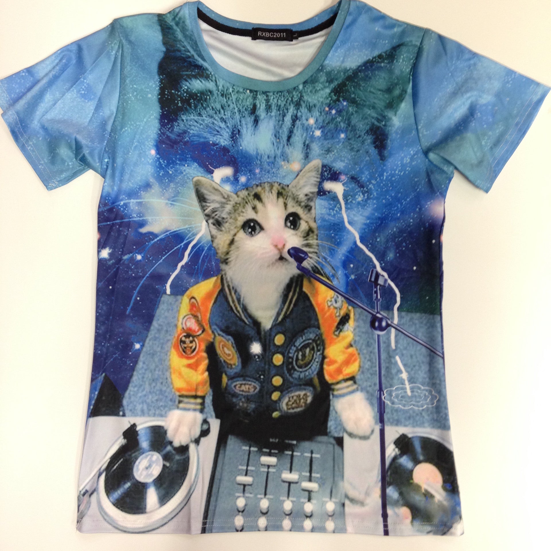 Cat DJ - 88% Polyester / 12% Spandex Blend T-Shirt