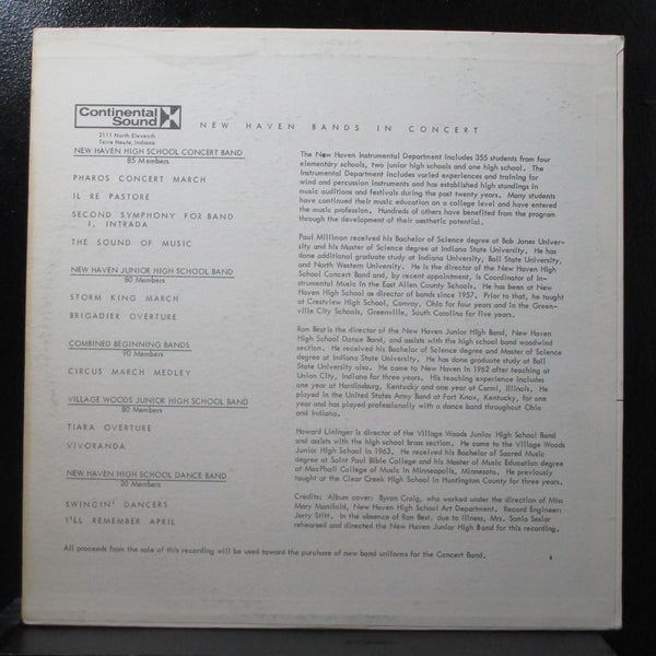 New Haven Bands LP VG+ Continental Sound CS-168 USA private - Shuga Records