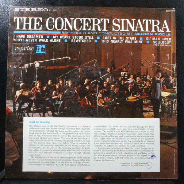 Frank Sinatra - The Concert Sinatra LP Mint- Reprise R9-1009 USA 1961 - Shuga Records