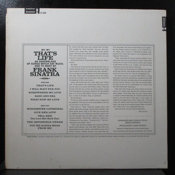 Frank Sinatra - That's Life LP Mint- Reprise FS 1020 USA 1966 - Shuga Records