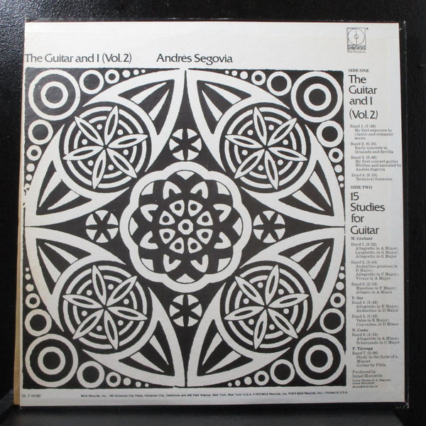 Andrs Segovia - The Guitar And I (Vol. II) LP Mint- 1st MCA DL 7-10182 USA 1972 - Shuga Records