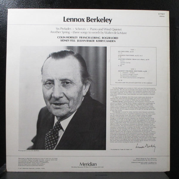 Lennox Berkeley - Six Preludes / Scherzo LP Mint- Meridian E77017 UK 1978 - Shuga Records