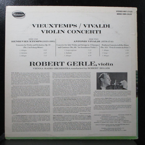 Gerle - Vivaldi / Vieuxtemps Violin Concerti LP Mint- Mono Westminster XWN-19123 - Shuga Records