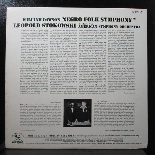 Stokowski - Dawson: Negro Folk Symphony LP Mint- Mono Decca DL 10077 USA 1959 - Shuga Records