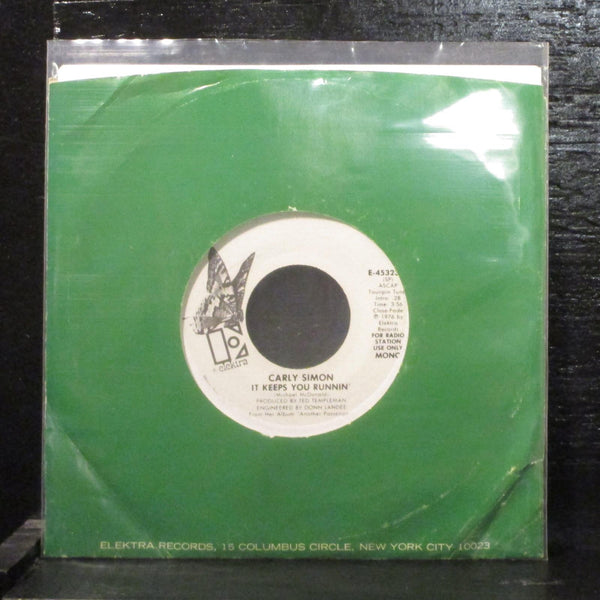 Carly SimonIt Keeps You Runnin' Mint- White Label Promo 7" Vinyl 45 E-45323 - Shuga Records