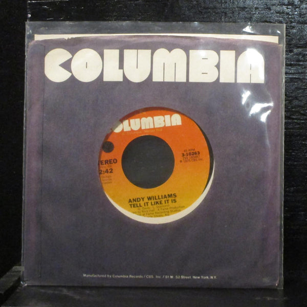 Andy Williams  Tell It Like It Is Mint- 7" Vinyl 45 Columbia 3-10263 Pop 1975 - Shuga Records