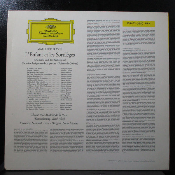 Maazel - Ravel: L'Enfant Et Les Sortilges LP Mint- Deutsche Grammophon 138 675 - Shuga Records