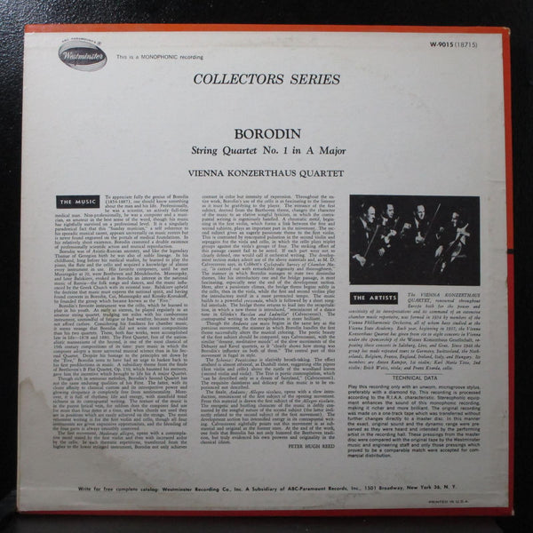 Vienna Konzerthaus Quartet - Borodin: String Quartet No. 1 LP Mint- Mono W-9015 - Shuga Records